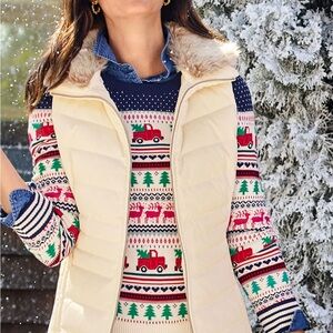 Talbots White Quilted Puffer Vest